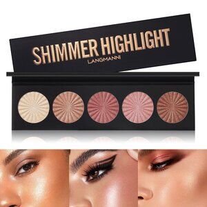 Daqian 5 Colors Shimmer Highlighter , Face-Contour Shiny Glow Highlight Powder